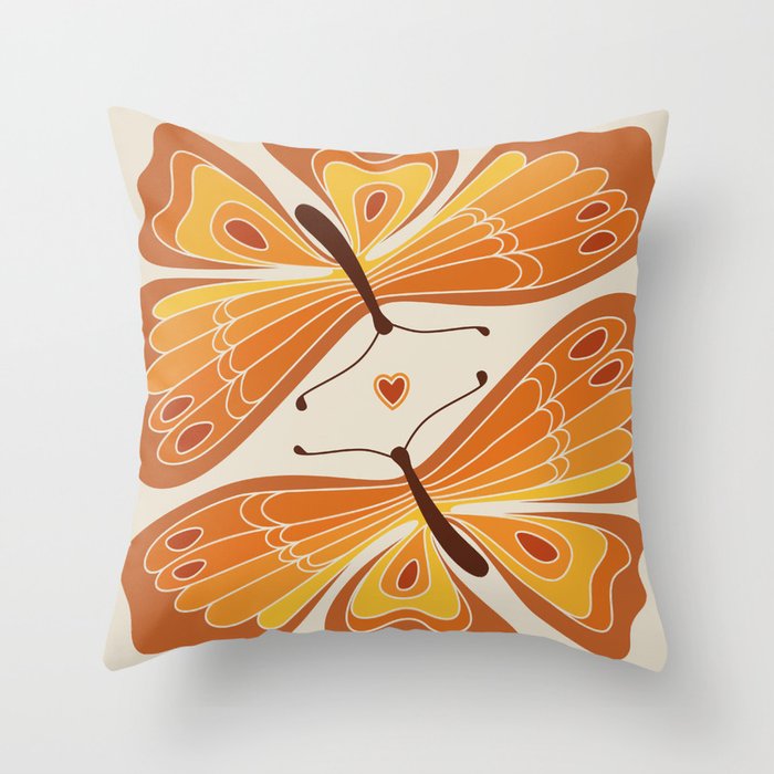 Retro butterfly 70s Throw Pillow