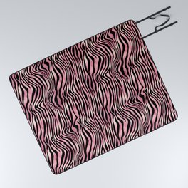Pink Black Zebra Stripes Pattern Picnic Blanket