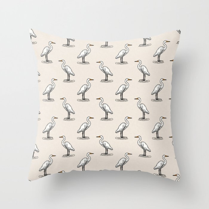 egrets - off white Throw Pillow