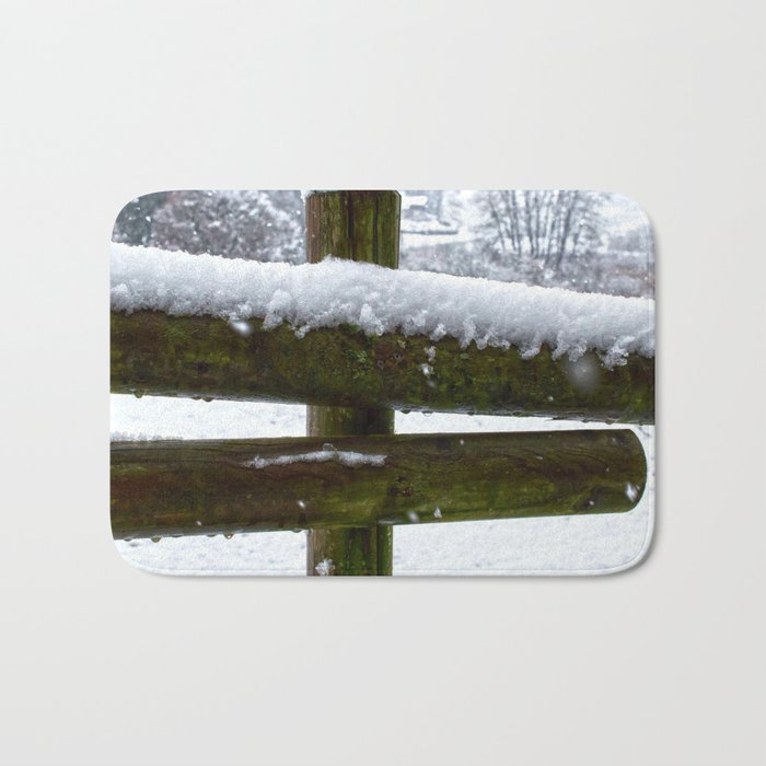 New Zealand Photography - Wooden Fence Covered In Snow Bath Mat