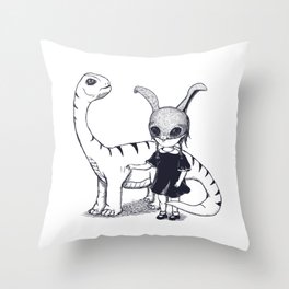 Dino girl Throw Pillow