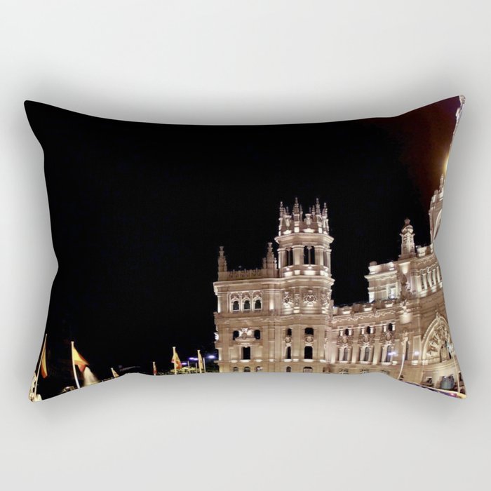 Spain Photography - Beautiful White Building In The Night Rectangular Pillow
