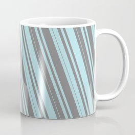 [ Thumbnail: Powder Blue and Gray Colored Lines Pattern Coffee Mug ]