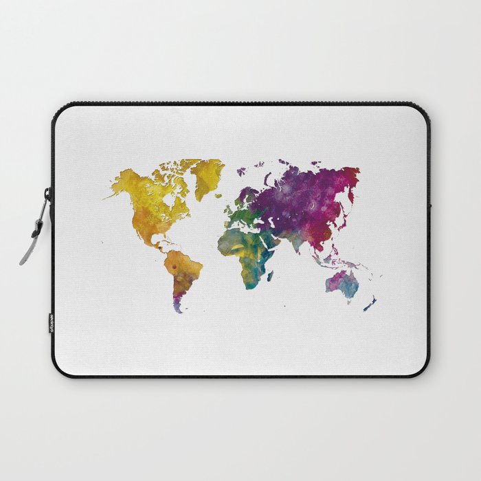 Watercolor world map Laptop Sleeve