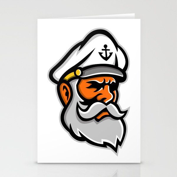 Seadog Sea Captain Head Mascot Stationery Cards