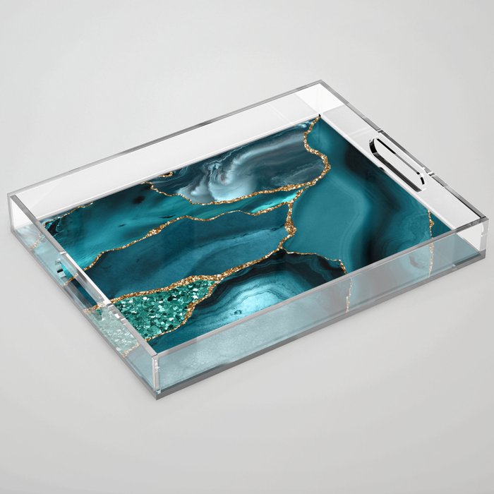 Agate Glitter Ocean Texture 10 Acrylic Tray