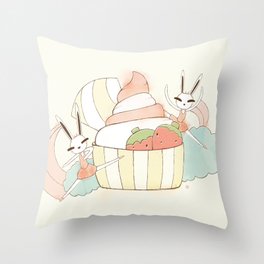Bunny In Tutu: frozen yoghurt Throw Pillow