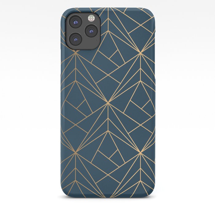 Benjamin Moore Hidden Sapphire Gold Geometric Pattern With White Shimmer iPhone Case