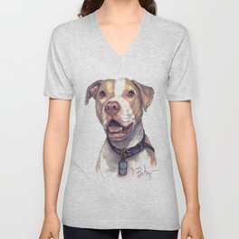 LuThor Wallace: "Red Nose" Rescue Pitbull Unisex V-Neck