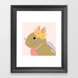Modern Simple Pink Yellow Blue Rabbit Design  Framed Art Print