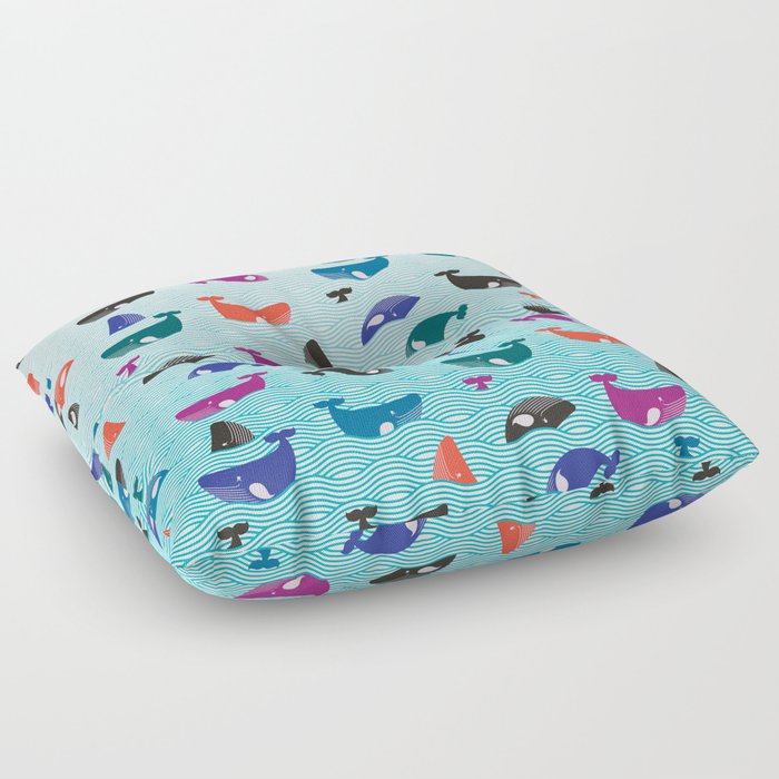 Whale Yes! Waves Floor Pillow