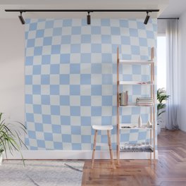 Checked Orb Subtle Warp Check Pattern in Light Blue Wall Mural