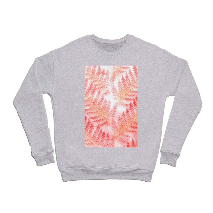 Blush Living Coral Mediterranean Fern Botanical Nature Glitter Pattern Crewneck Sweatshirt