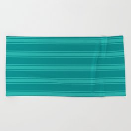 [ Thumbnail: Dark Cyan and Light Sea Green Colored Lines/Stripes Pattern Beach Towel ]