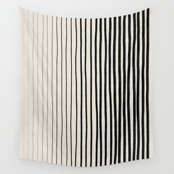 Black Vertical Lines Wall Tapestry