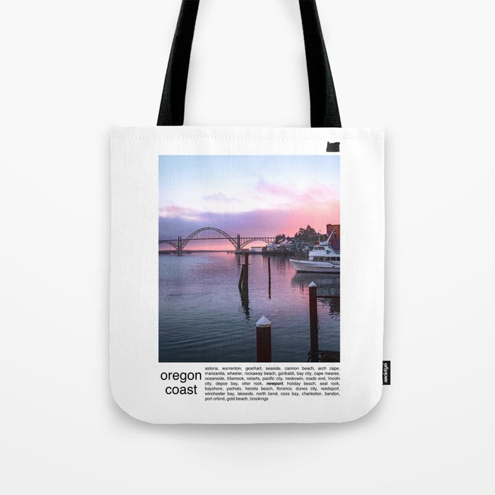 Oregon Coast Sunset and Bridge | Travel Photography Minimalism Tote Bag