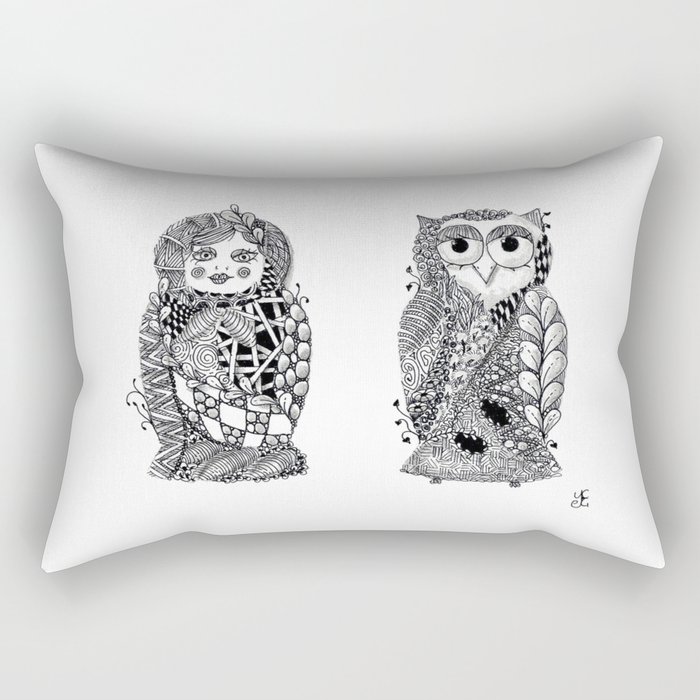 Babushka n Owl Rectangular Pillow