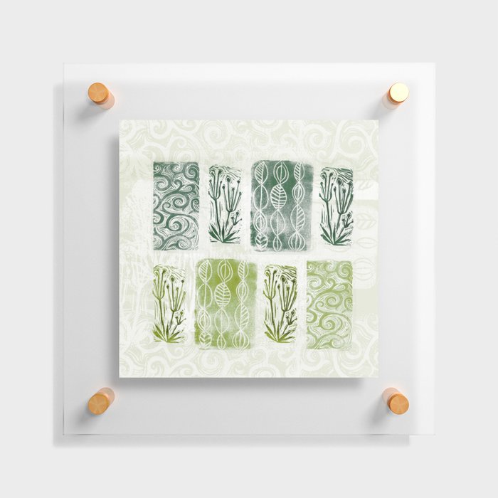 Block print wild weeds Floating Acrylic Print