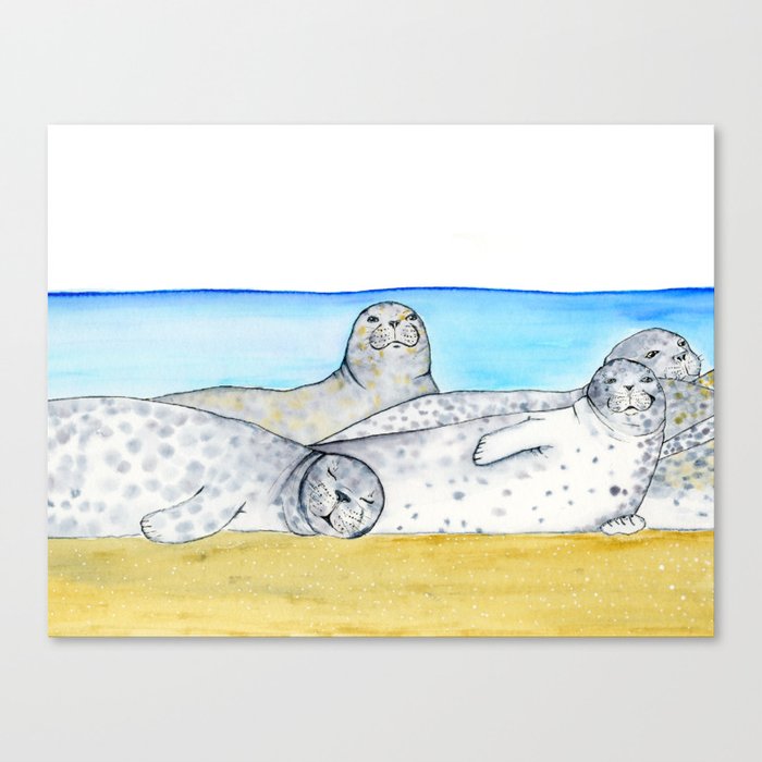 Lazy Spotted Seals Canvas Print By Britneydrumheller Society6