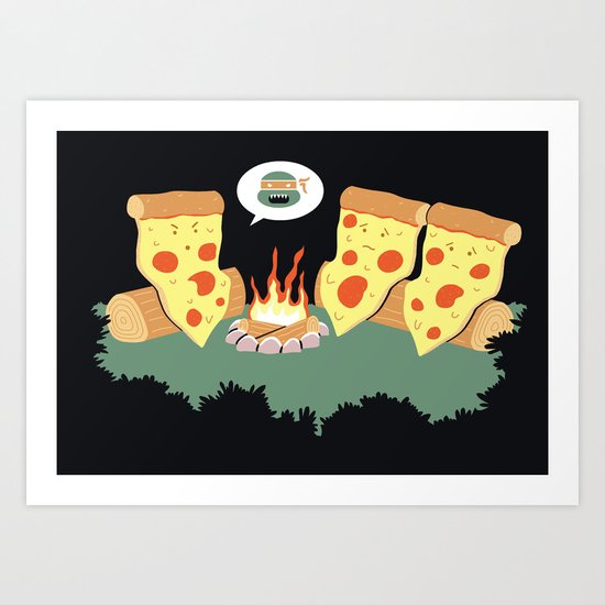 Campfire Tales Of A Pepperoni Pizza Art Print