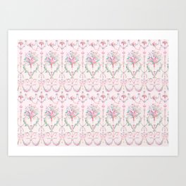 French wallpaper, birds and floral swags Art Print