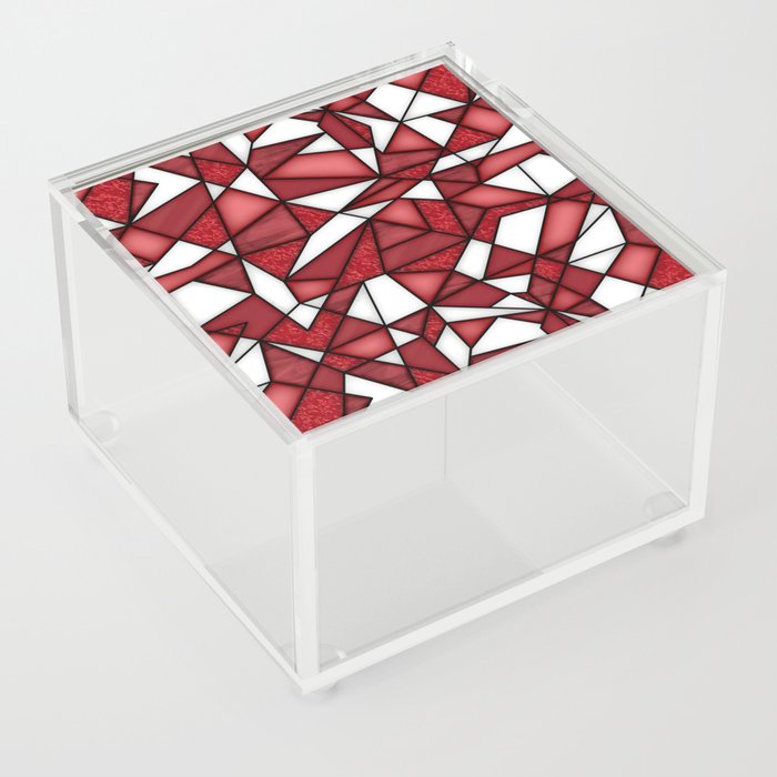geometric pattern with stained glass style in red and white colors Acrylic Box
