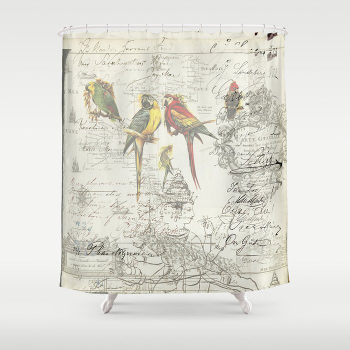 THE PARROT MAP I Shower Curtain