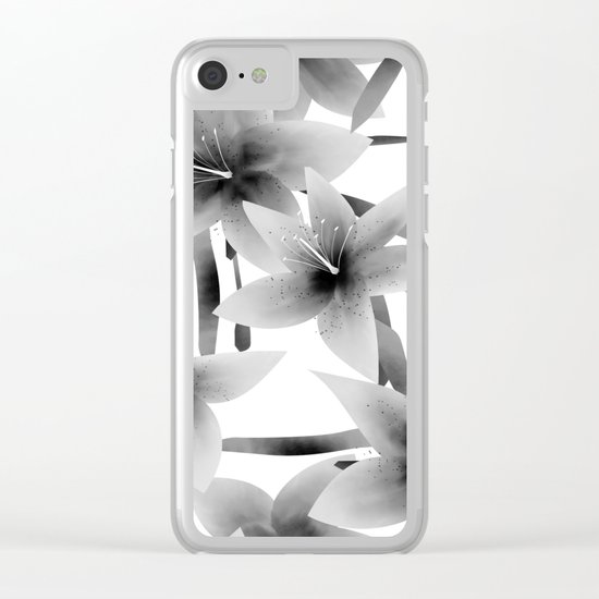 Lily. Black and white pattern . Clear iPhone Case