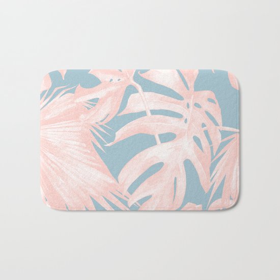 Island Love Millennial Pink on Pale Teal Blue Bath Mat