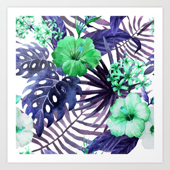 Watercolor botanical leaves Art Print