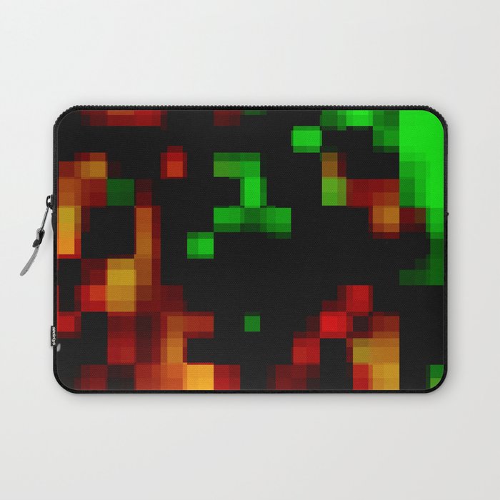 geometric pixel square pattern abstract background in green brown Laptop Sleeve