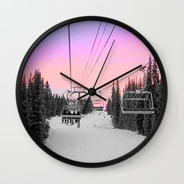 Ski Lift Sunset Shot on iPhone 4 Wall Clock