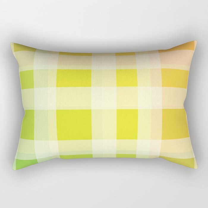 Green, Yellow, Orange Plaid Rectangular Pillow