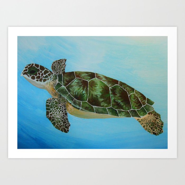 Green Sea Turtle Painting Ocean Paintings Sea Life Painting