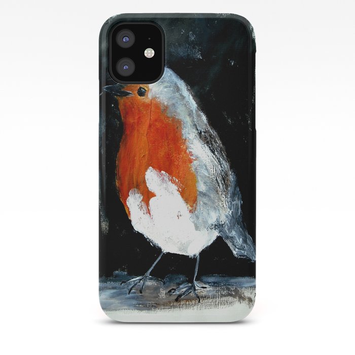 Robin British Wildlife Wild Bird Acrylic Painting Iphone Case By