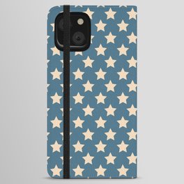 Blue And White Vintage Stars Pattern iPhone Wallet Case