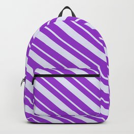 [ Thumbnail: Lavender and Dark Orchid Colored Striped/Lined Pattern Backpack ]