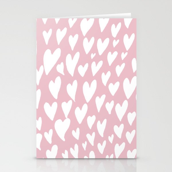 Valentines day hearts explosion - white on pink Stationery Cards