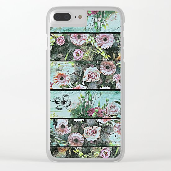 Romantic Rococo wood panel Clear iPhone Case