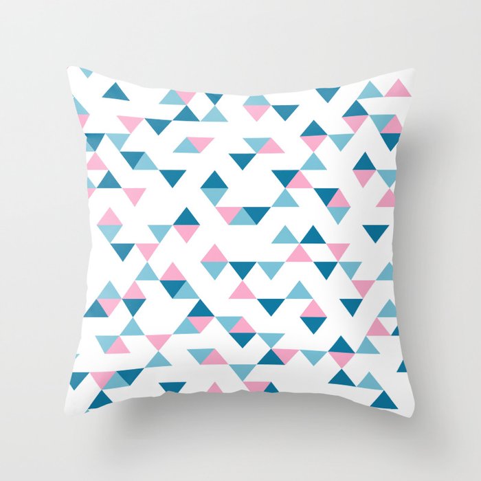 Triangles Blue and Pink Throw Pillow