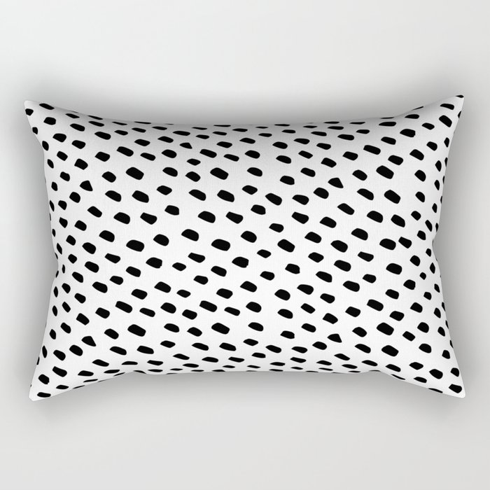 Brush Dot Pattern White Rectangular Pillow