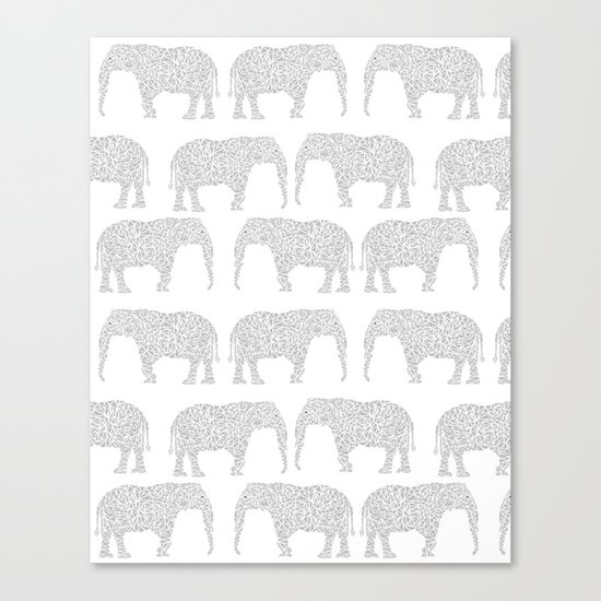 Geometric Elephant grey monochromatic minimal gray and white kids children pattern print Canvas Print