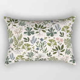 Herbarium ~ vintage inspired botanical art print ~ white Rectangular Pillow