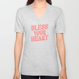 Southern Snark: Bless your heart (bright pink and orange) V Neck T Shirt