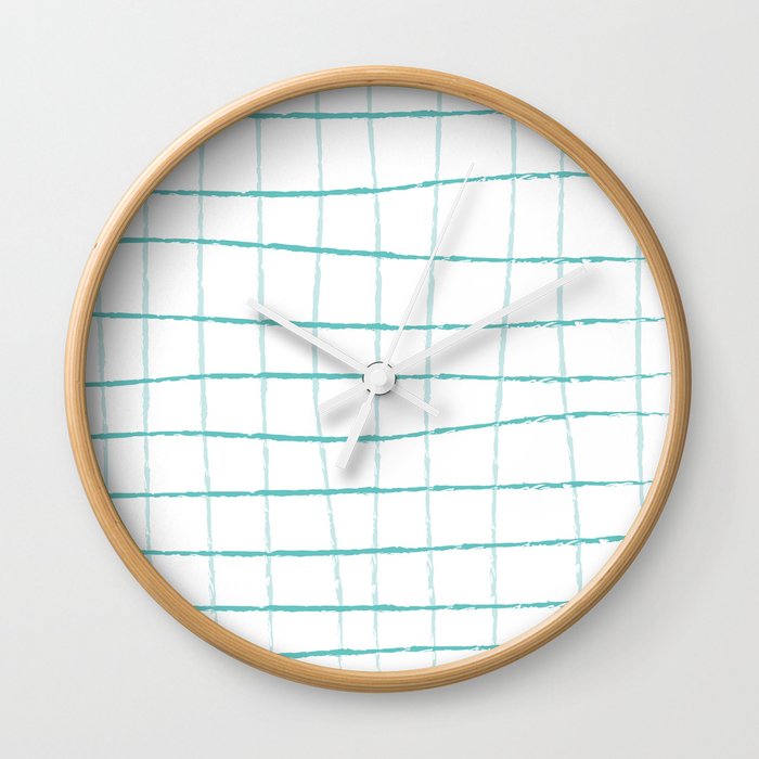 Blue Grid Wallpaper Wall Clock