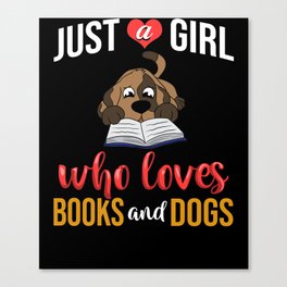 Book Dog Reading Bookworm Librarian Reader Canvas Print