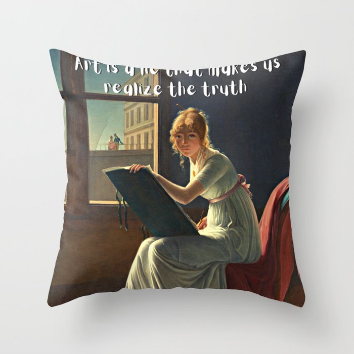 Art is a Lie that Makes Us Realize the Truth Throw Pillow