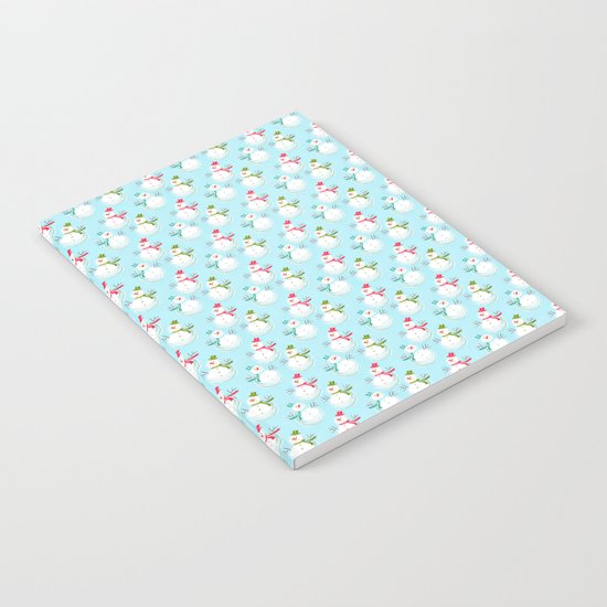 Merry christmas! Beautiful snowman pattern on aqua backround Notebook