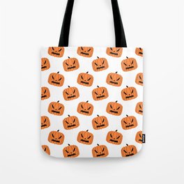 Creepy halloween pumpkin jack o lantern head pattern Tote Bag