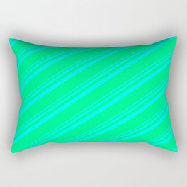 [ Thumbnail: Aqua & Green Colored Lines Pattern Rectangular Pillow ]